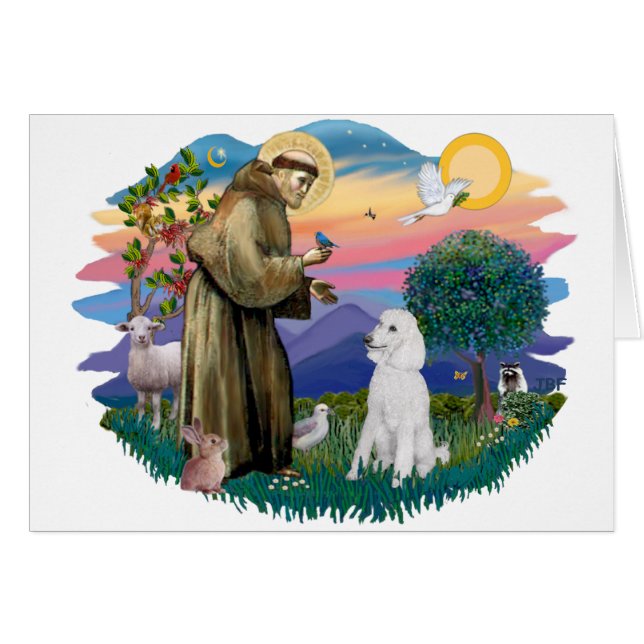 Pudel (Standard White) Hälsningskort (Framsidan Horizontal)