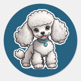 Pudel Sticker Runt Klistermärke