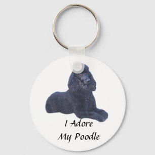 Pudel svart Keychain som jag älskar Nyckelring