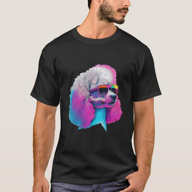 Pudel Synthwave 80-tals Retrowave-estetik  2 T Shirt (Framsida)