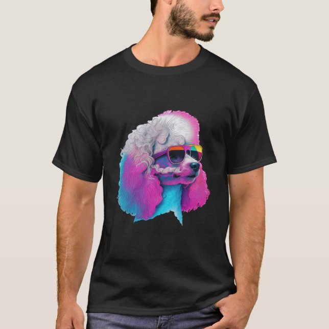 Pudel Synthwave 80s Retrowave Aesthetic 2 T Shirt (Framsida)