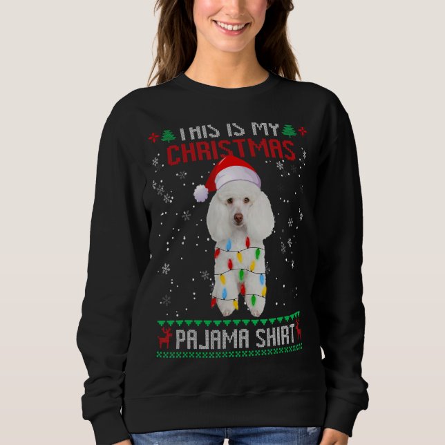 Pudel Ugly Julgran Ljus Family Julafton Hund T Shirt (Framsida)