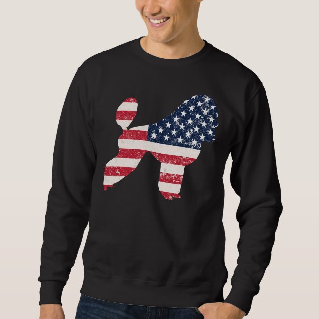 pudel USA flagga Lång Ärmad Tröja (Framsida)