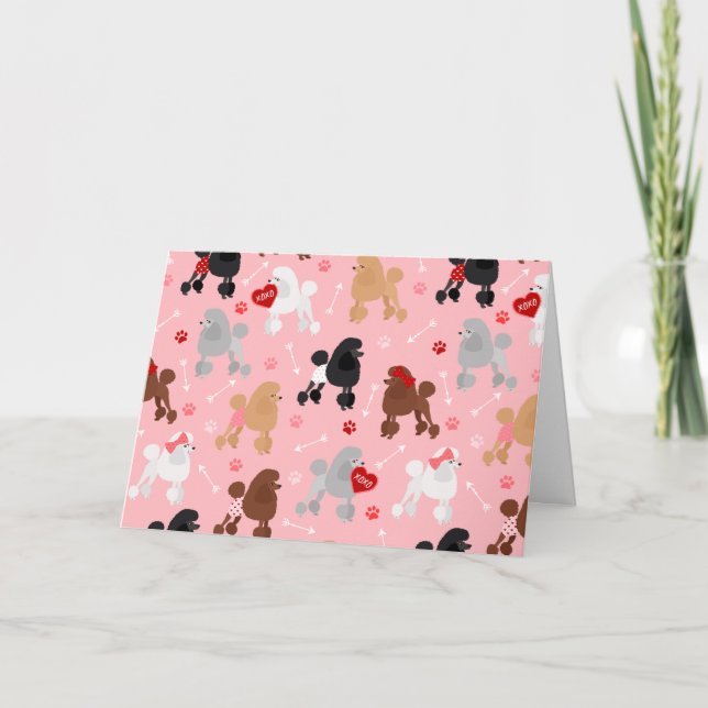 Pudel Valentine Mönster Helgkort (Framsida)