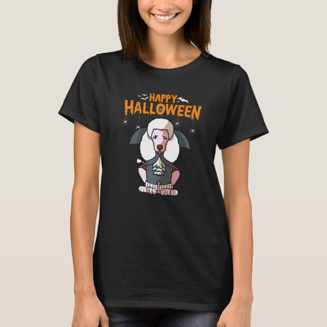 Pudel Vampire Costume Hund Halloween T Shirt (Framsida)