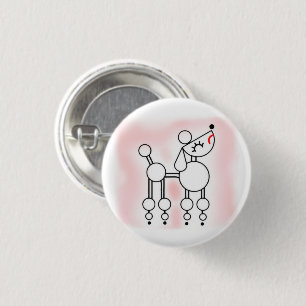 Pudel Vector, White Leksak Pudel Rosa Badge Knapp