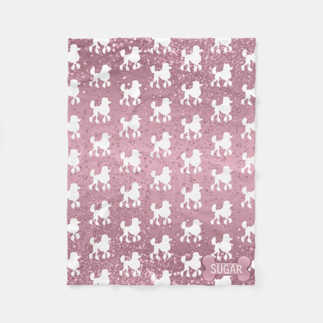 Pudel vid Rosa Glitter Fleecefilt (Framsidan)