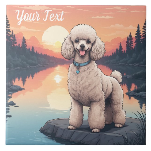 Pudel vid sjö kakelplatta (Framsidan)