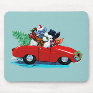 Pudel Vintage bil Art Print Mousepad Musmatta