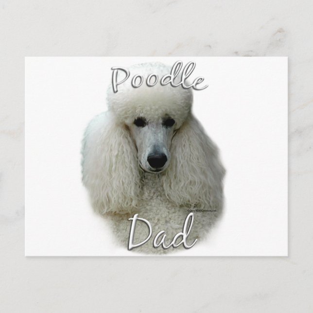 Pudel (vit) Pappa 2 Vykort (Framsida)