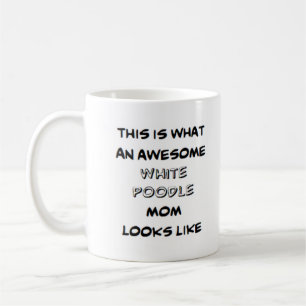 pudel, vitt, mamma, fantastisk kaffemugg