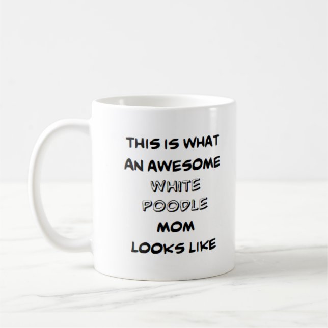 pudel, vitt, mamma, fantastisk kaffemugg (Vänster)
