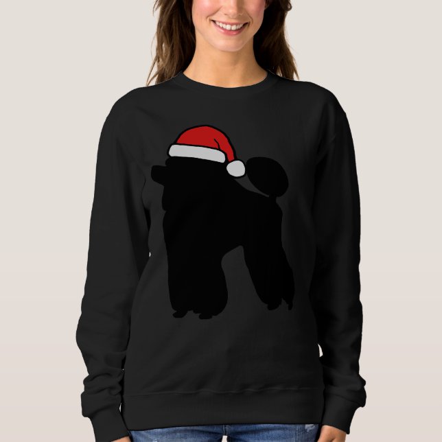 Pudel Wearing A Santa Hat T Shirt (Framsida)