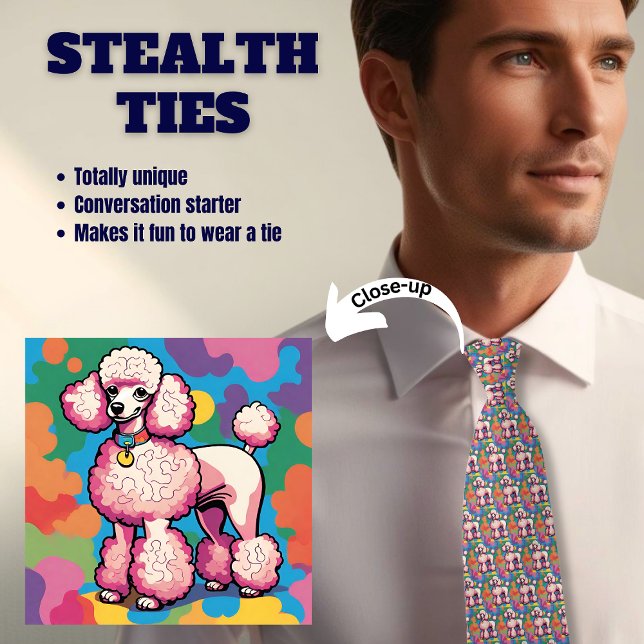 Pudelälskares färgglada rosa stealth halsduk slips (Skapare uppladdad)