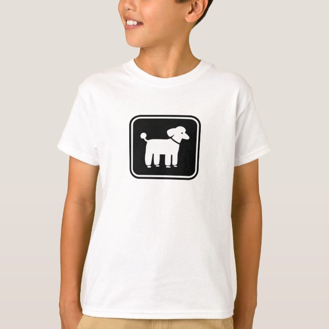 Pudelgrafik (vit på svart) t shirt (Framsida)