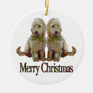 Pudeln det guld- klottret kopplar ihop jul: Konst Julgransprydnad Keramik