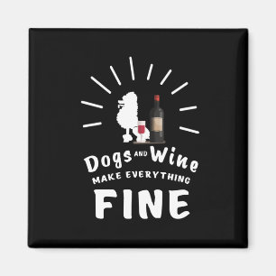 Pudeln och vin gör allt fint magnet