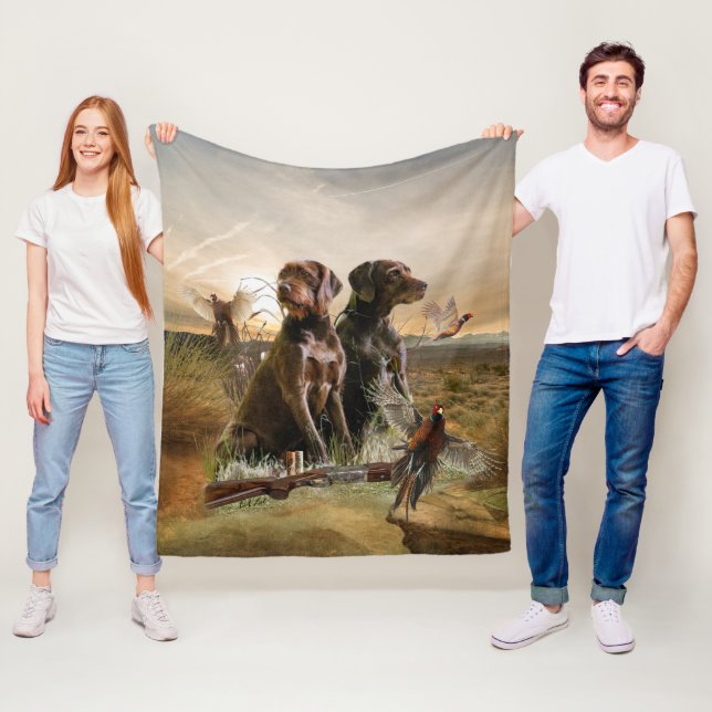Pudelpekare, jakt på fasan Fleece Blanket (På plats)