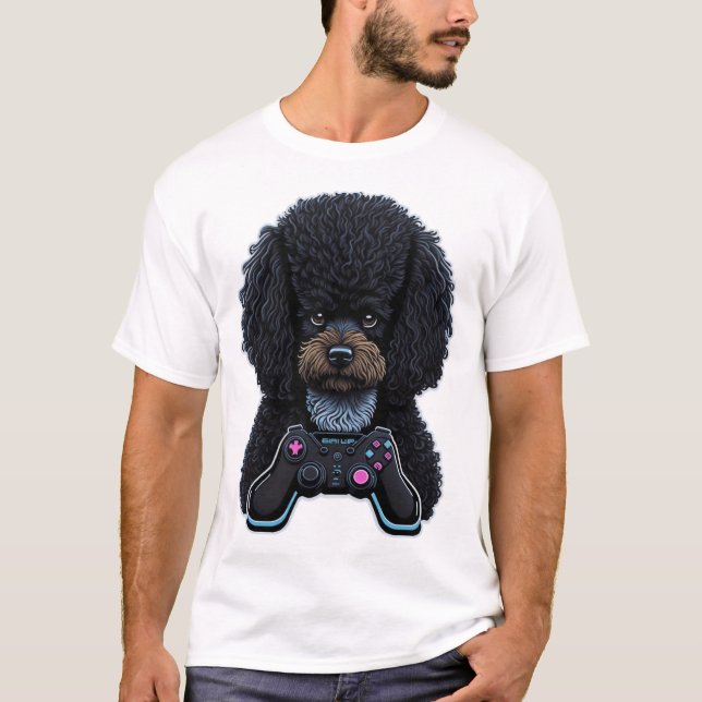 Pudelspelare med joystick t shirt (Framsida)