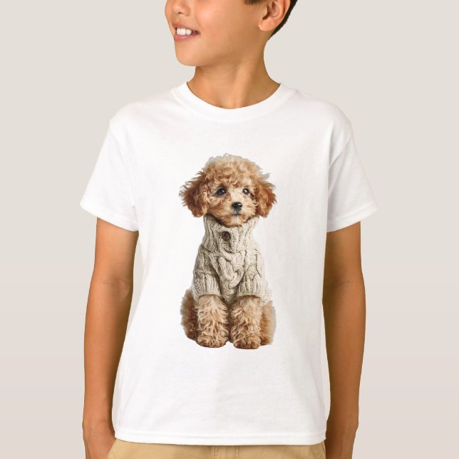 Pudelvalp i kabelstickad barntröja t shirt (Framsida)