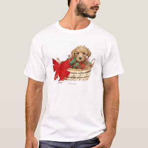 Pudelvalpsitta i julbasket t shirt