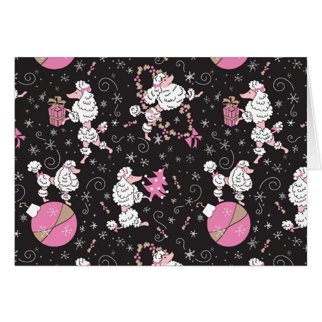 Pudlar som dekorerar ny version hälsningskort (Framsidan Horizontal)