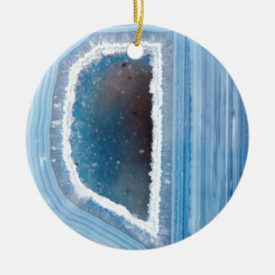 Pudra blått Geode Druzy Julgransprydnad Keramik