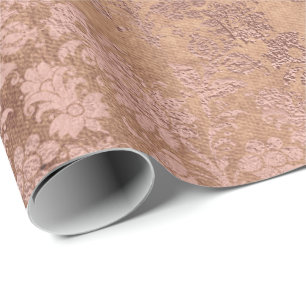 Pudrar den guld- blommigten för rodna rosa ros presentpapper