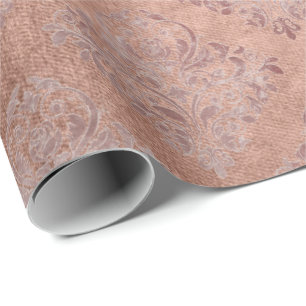 Pudrar den guld- blommigten för rodna rosa ros presentpapper