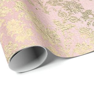 Pudrar den kungliga guld- blommigten för Faux Presentpapper