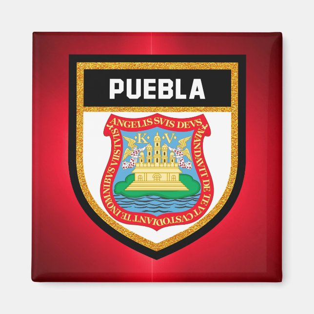 Puebla Flagga Magnet (Framsidan)