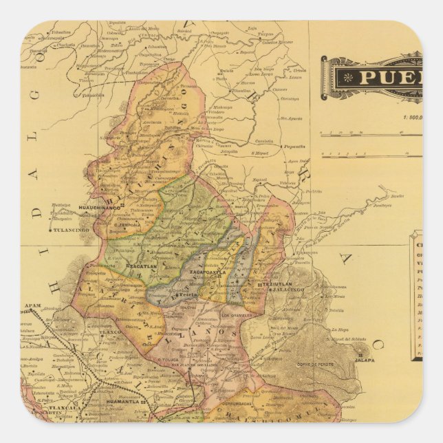 Puebla Fyrkantigt Klistermärke (Framsida)