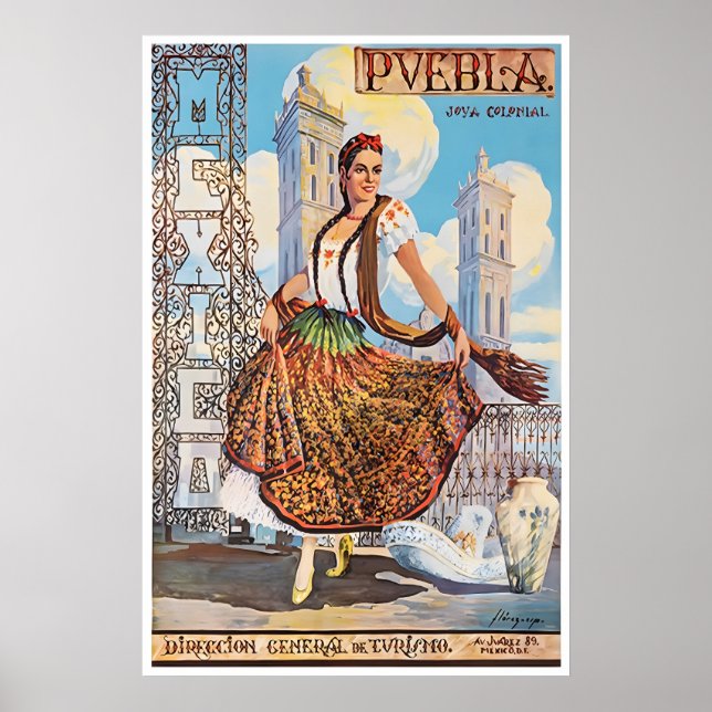 Puebla konst Mexiko Resa affisch Mexikansk tryck (Framsidan)