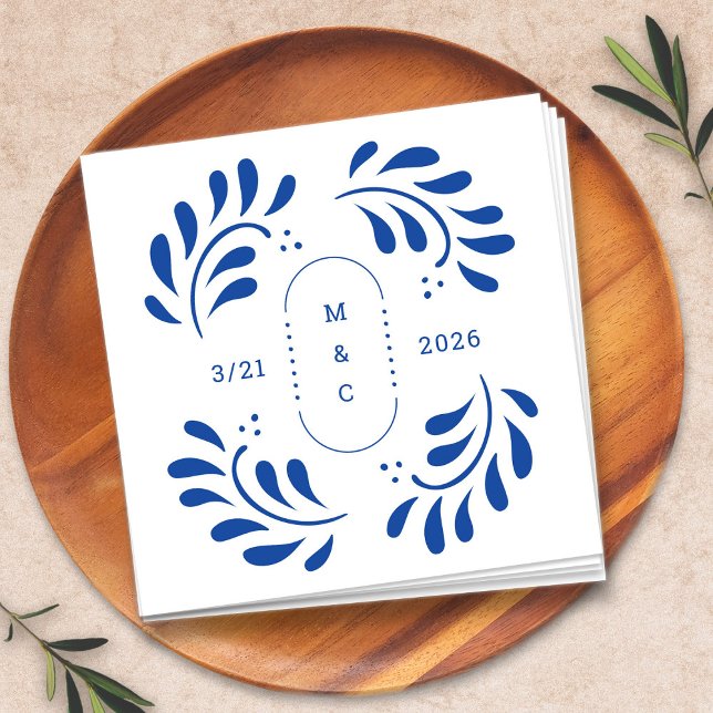 Puebla Mexican Bröllop Cocktail Napkin Pappersservett (Puebla Mexican Wedding Cocktail Napkin by Fiesta Valley Print)