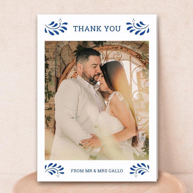 Puebla Mexican Bröllop Photo - tackkort (Puebla Mexican Wedding Photo Thank You Card by Fiesta Valley Print)