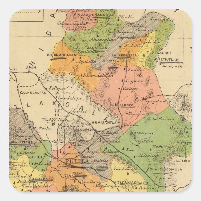 Puebla, Mexiko Fyrkantigt Klistermärke (Framsida)