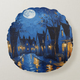 Pueblo de noche con luces y faroles rund kudde