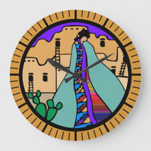 Pueblo Native American Southwest Design Stor Klocka