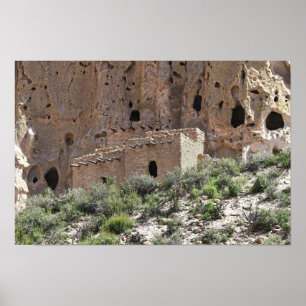 Pueblo Ruins in in Bandelier National Monument, N. Poster