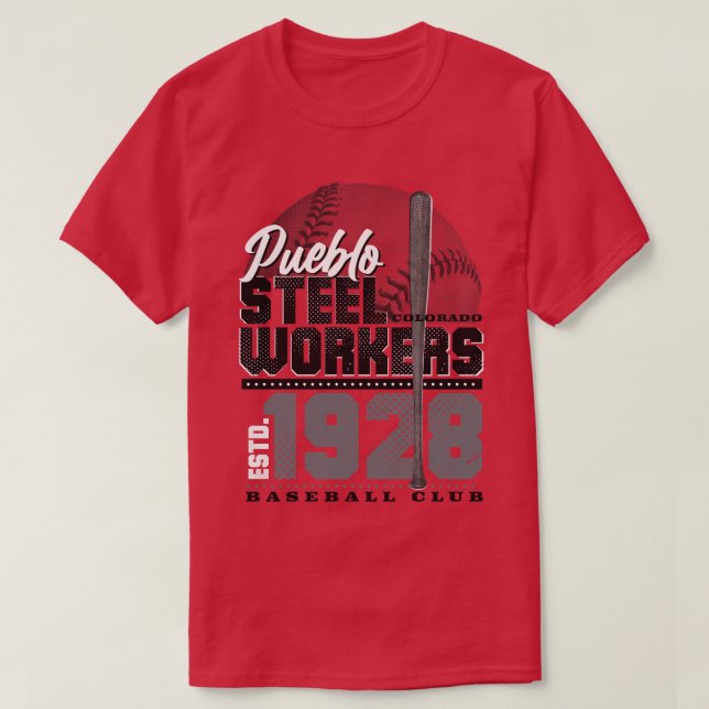 Pueblo Steel Workers Baseball T Shirt (Design framsida)