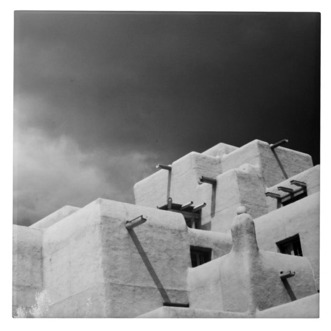 Pueblo stil adobe Inn vid Loretto, Santa Fe, New 2 Kakelplatta (Framsidan)