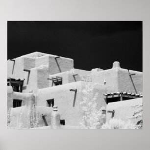 Pueblo stil adobe-inn vid Loretto, Santa Fe, Nya Poster