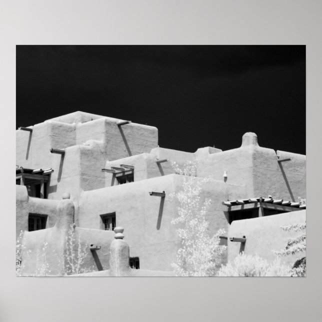 Pueblo stil adobe-inn vid Loretto, Santa Fe, Nya Poster (Framsidan)