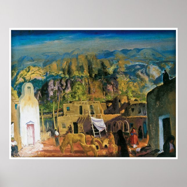 Pueblo, Tesuque, nummer ett av George Bellows 1917 Poster (Framsidan)