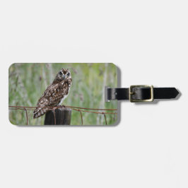 Pueo sitta på stängslet bagagebricka