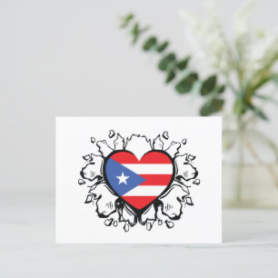 Puero Rico Flagga Boricua Cute Simple Vykort