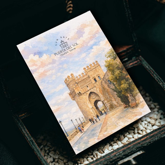 Puerta del Sol, Solporten, Toledo, Spanien | Minne Vykort (Puerta del Sol, Sun Gate, Toledo, Spain | Memory Postcard)
