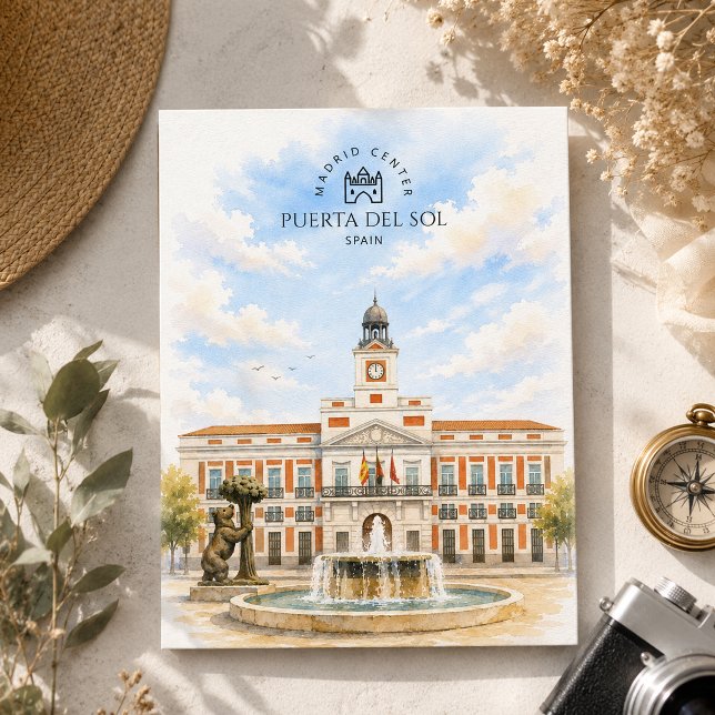 Puerta Del Sol, Spanien | Ikoniskt Landmärke Helg Vykort (Puerta Del Sol, Spain | Iconic Landmark Holiday Postcard)