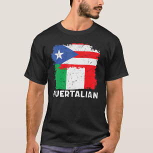 Puertaliska Puerto Rican och italienska Flagga T Shirt