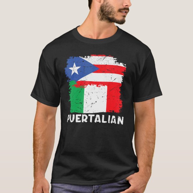 Puertaliska Puerto Rican och italienska Flagga T Shirt (Framsida)